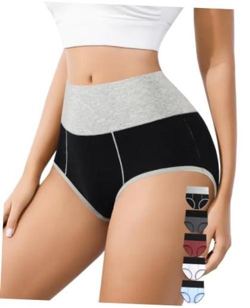 High Waisted Cotton Underwear for Women 5X-Large Multicolored-5pack-a