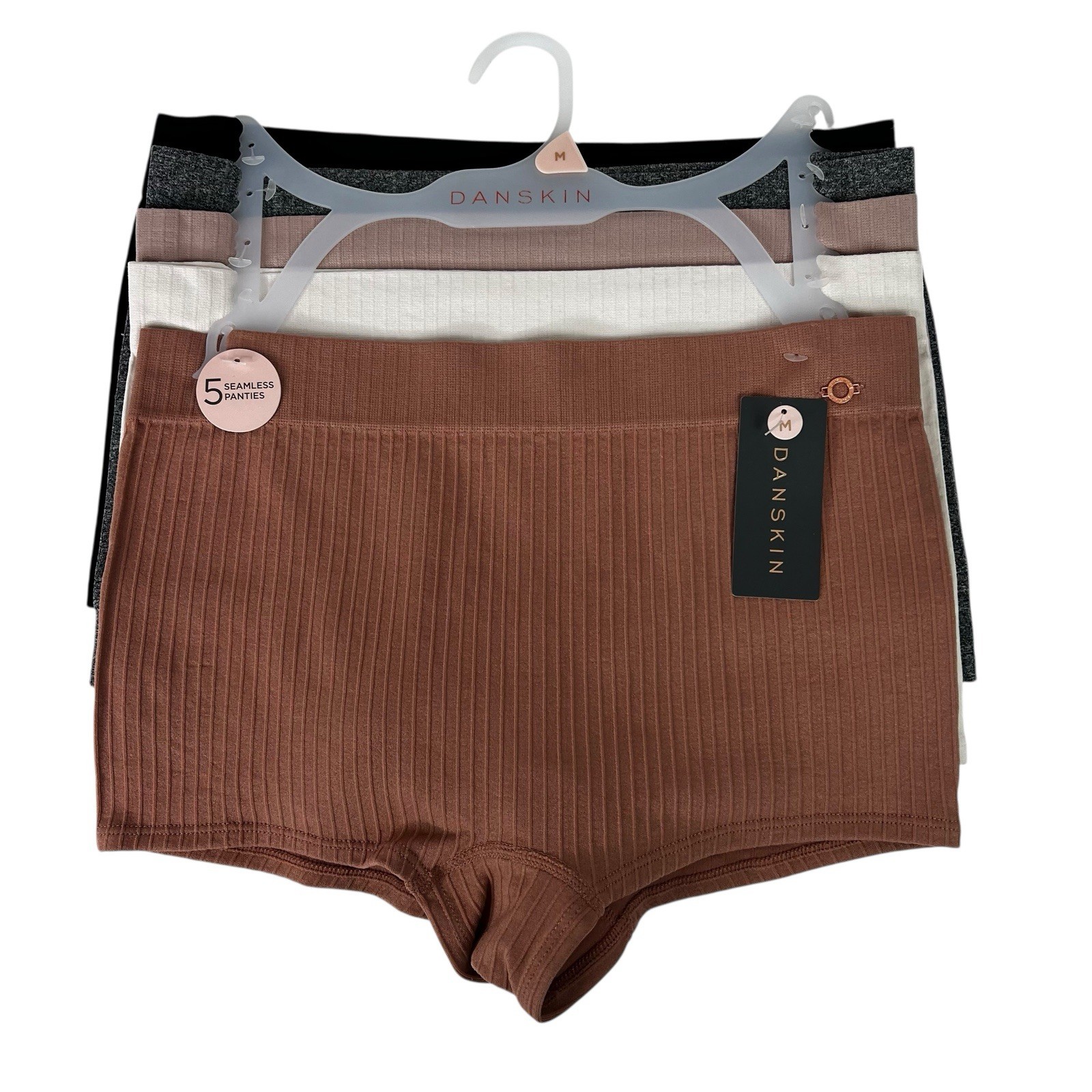 DANSKIN Women’s Panties Sz Medium Pkg/5 Seamless Panties Multi Colors Flaw/Snags