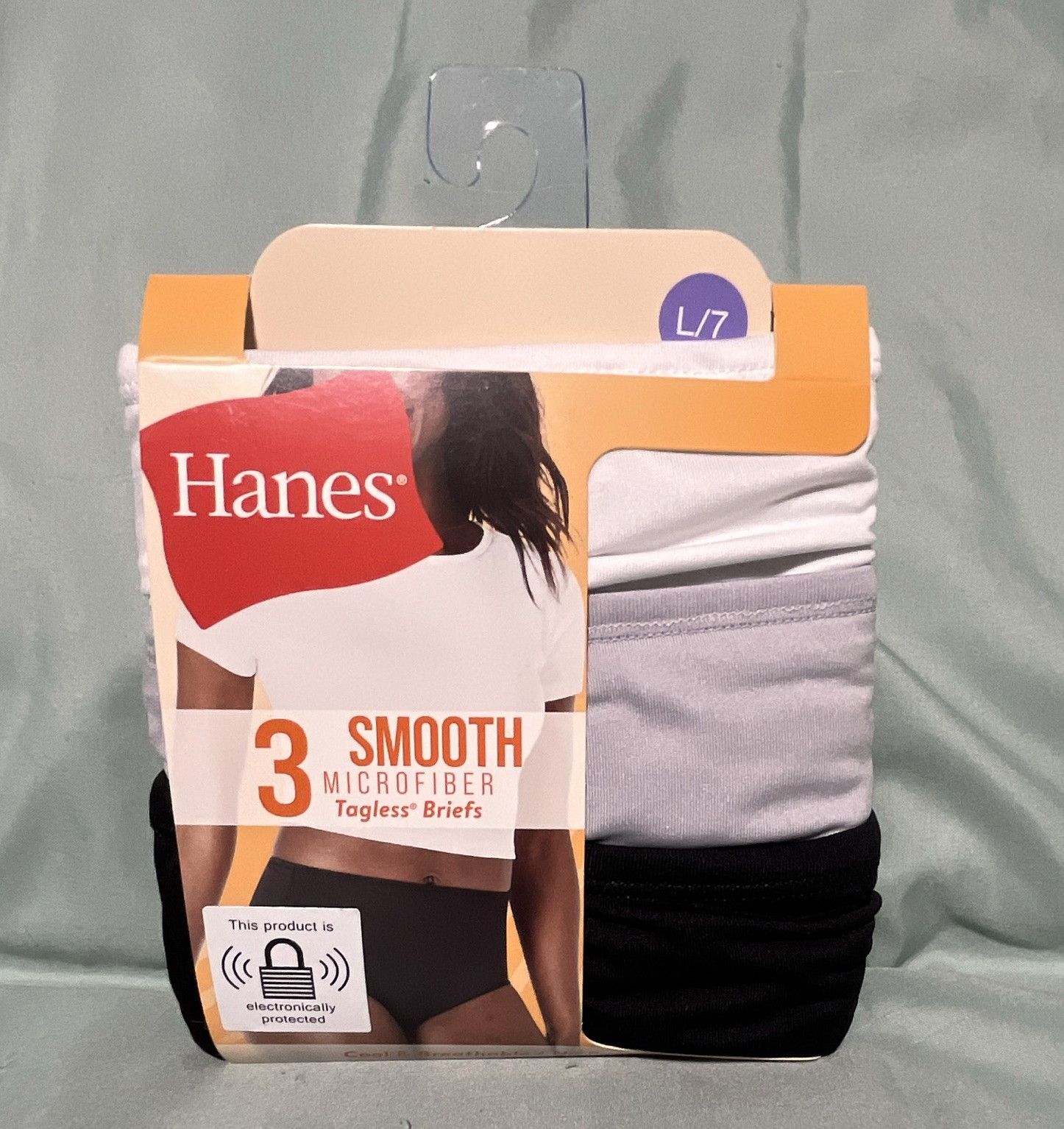 Hanes Smooth Microfiber Tagless Brief Panties 3-Pack L/7 Multicolor Stretch