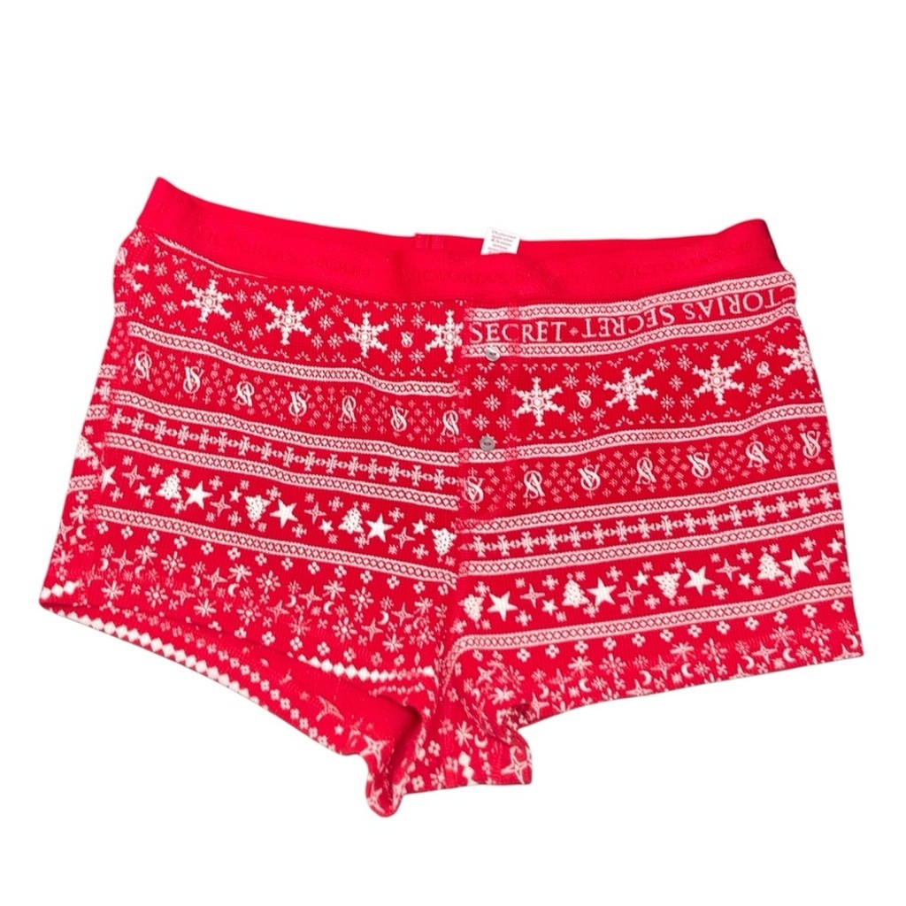 Victoria’s Secret Red Holiday Fair Isle Boy-shorts size-large