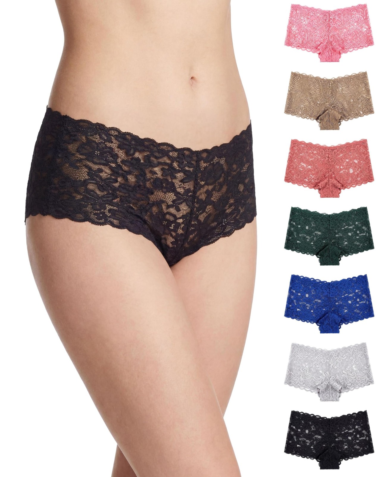 Women’s Lace Boyshort Boyleg Panty | Ultra Soft & Stretchy Hollowed Out Linge…