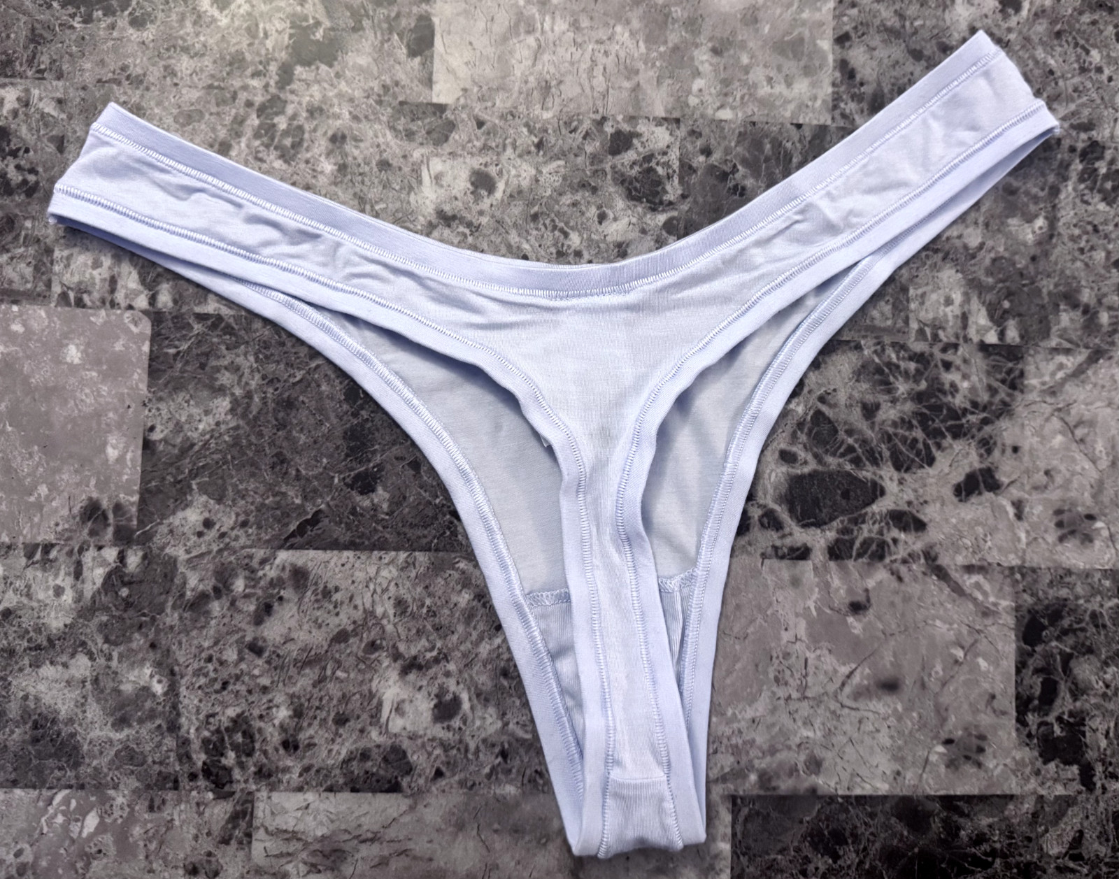 NWT AERIE AMERICAN EAGLE SOFT LIGHT BLUE MODAL BLEND HIGH LEG THONG PANTIES