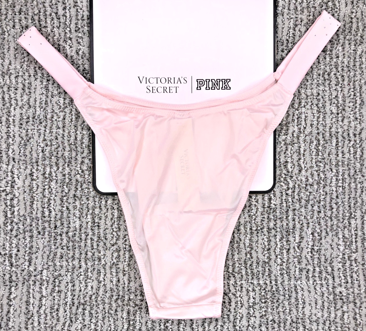 Victoria’s Secret Very Sexy NWT Large Pink Scatter Shine Strap Brazilian Panty