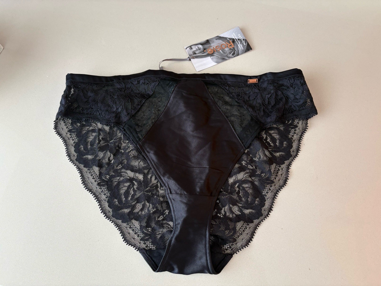 M&S Rosie BNWT Black High Leg Knickers, Lace & Silk