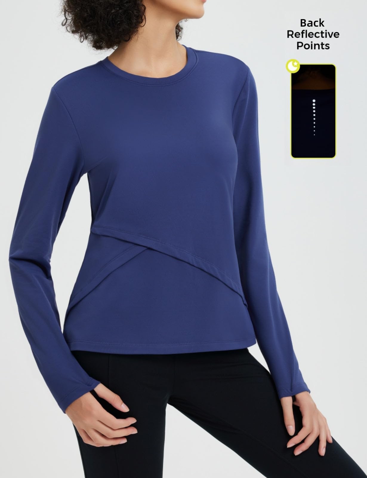Women’s Thermal Shirts Long Sleeve Fleece Lined Running Tops Thumbhole Cold W…