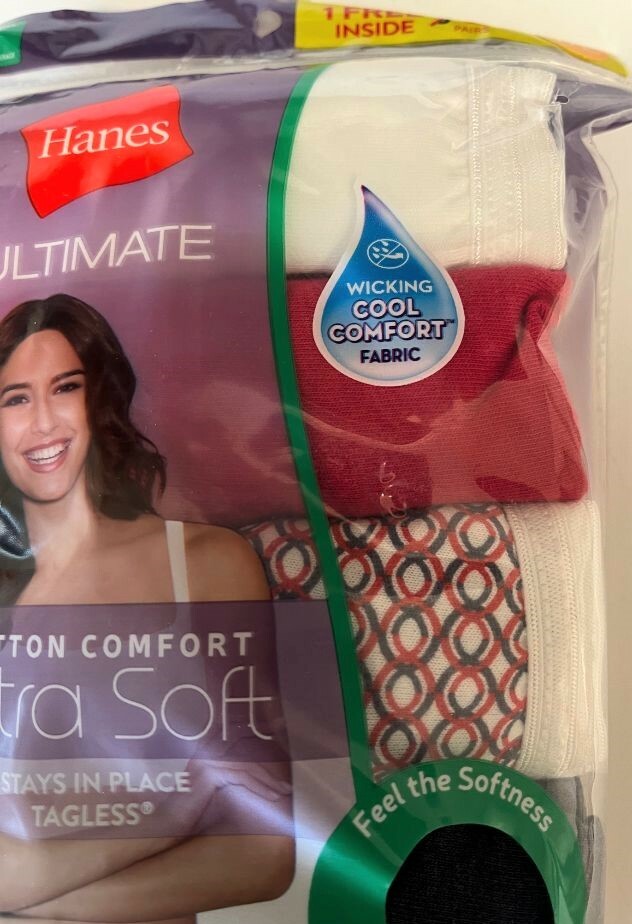 Hanes Ultimate Cotton Comfort Panties 6 Pack Size 7 or 8 Bikinis NEW Ret $24.