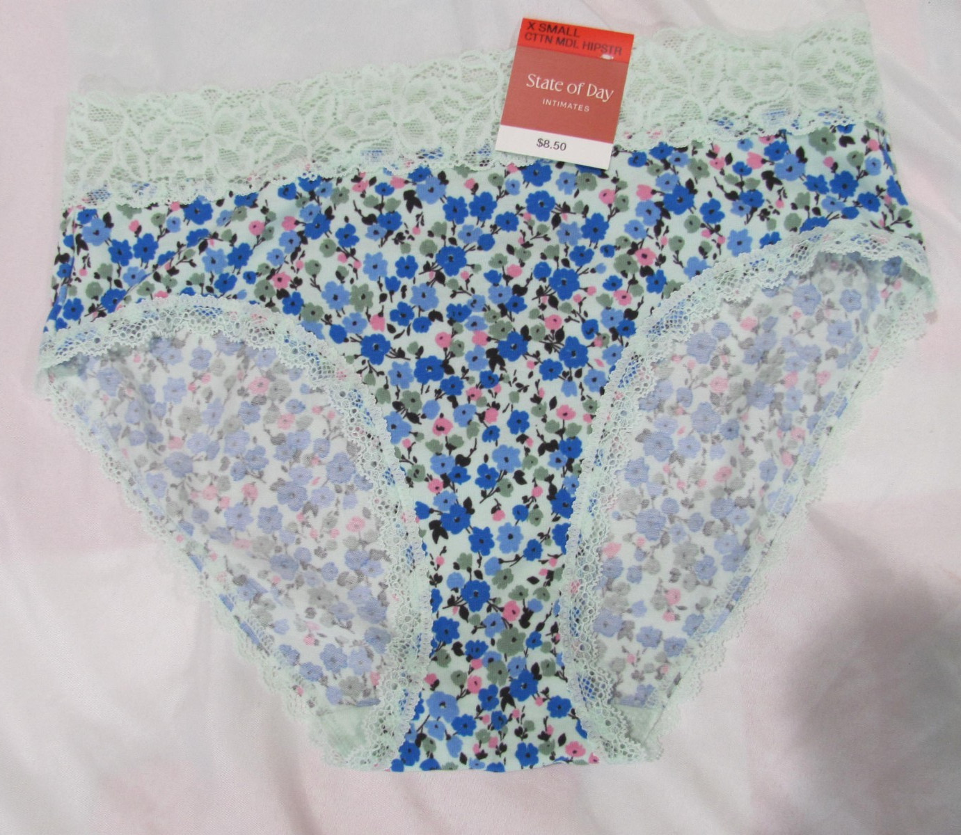 NWT Women’s Size XS STATE OF DAY Hipstear Style Flowers Panty Underwear