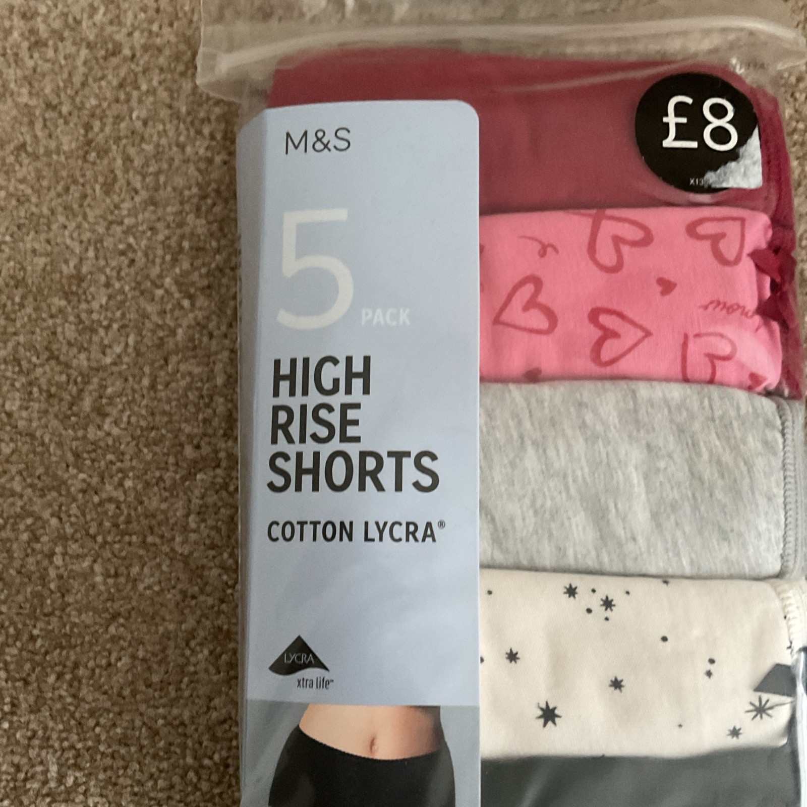 RRP £16 M&S 2 x 5 Pack Size 26 Cotton Lycra High Rise Shorts Knickers Very Pink