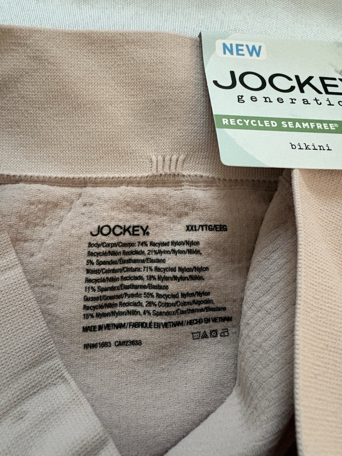 NEW Jockey Black Generation Seamfree Ribbed Bikini Panty Women’s 2xlarge 3 Pair