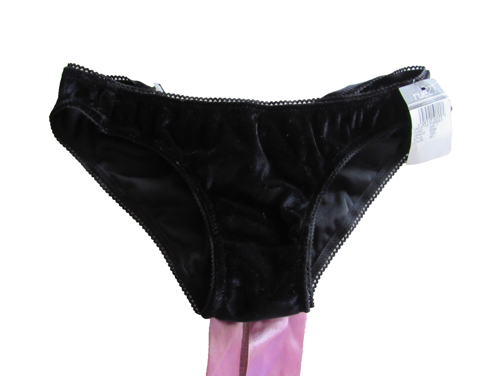 rene rofe lingerie rue21 black velvet pink satin bow keyhole bikini panty 5/S