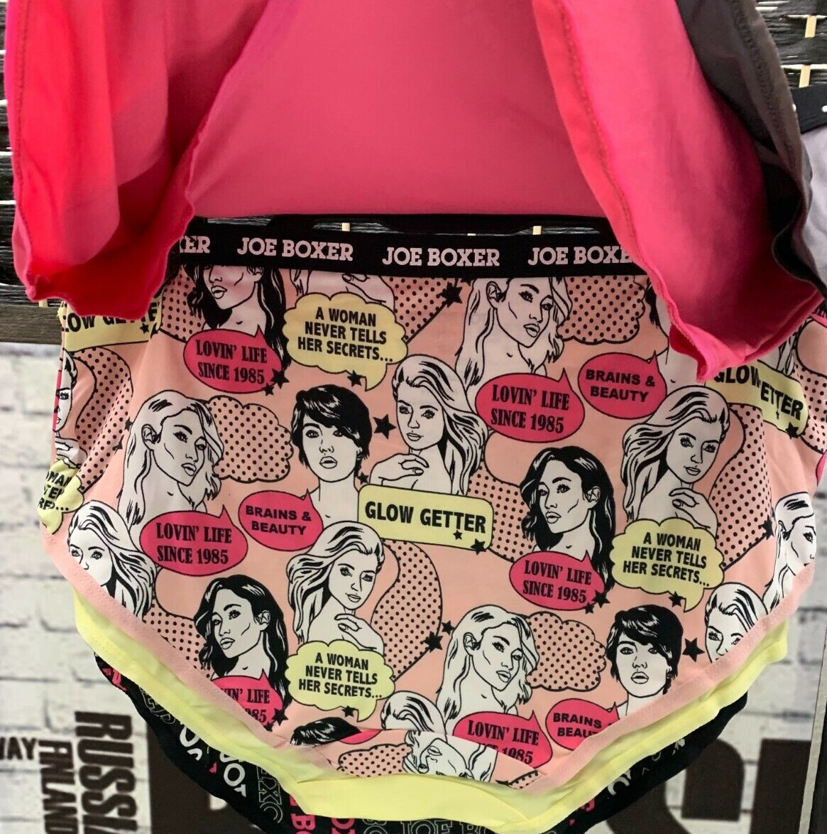 Joe Boxer Plus 1X Assorted Logo Elastic Waistband Tag Free Hipster Panties-5Pk
