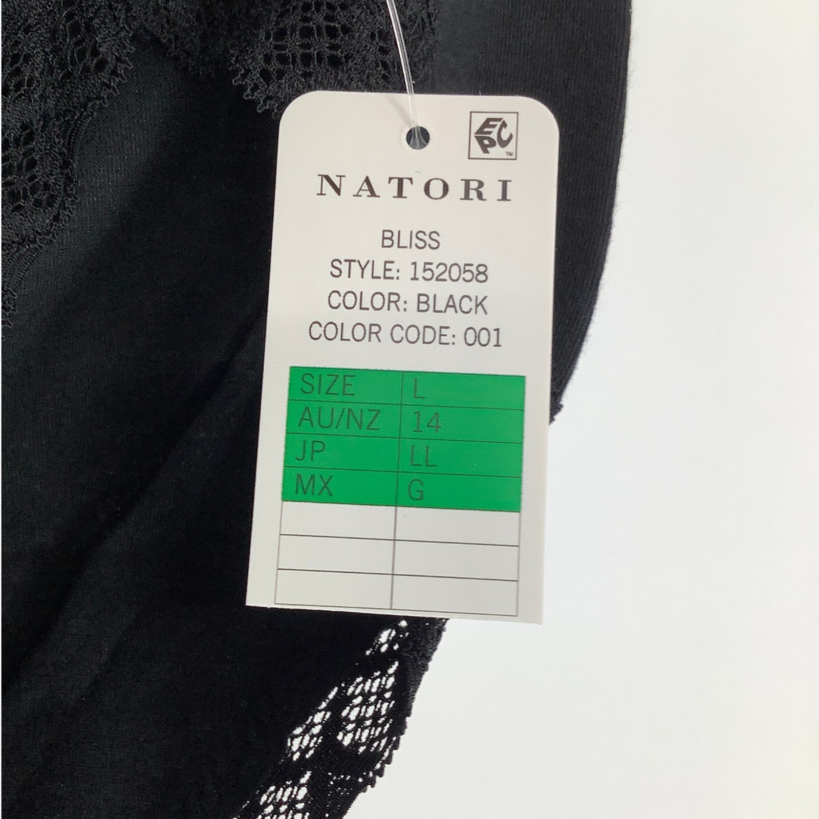 Natori Women’s Large Black Bliss French Cut Lace Trim Pima Cotton Brief C25-2