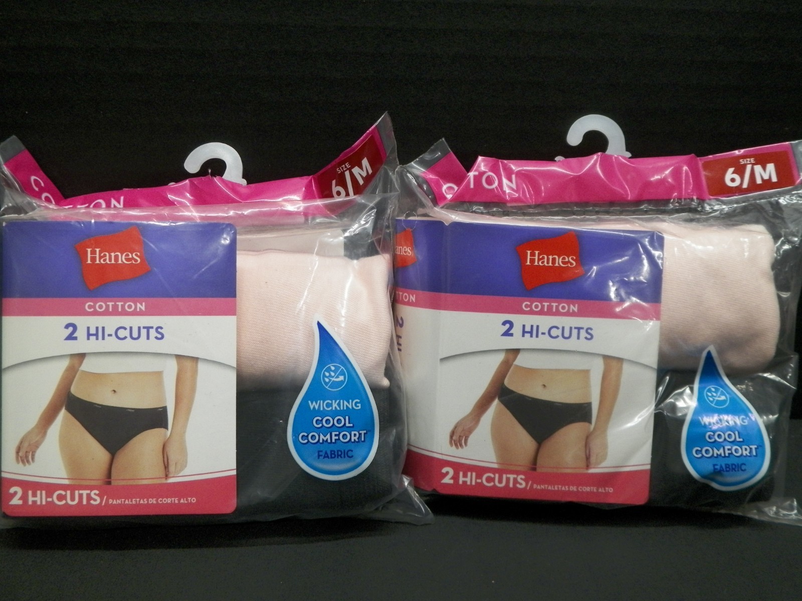 Hanes Cool Comfort Women’s Size 6/M Cotton Hi-Cut Panties (2 In Pack) 2 Packs