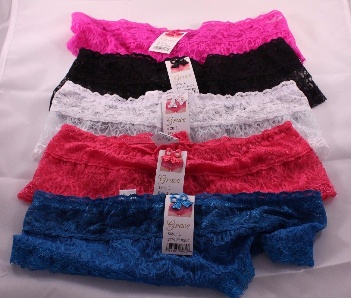 5 Grace Lace Bikini Underwear Assorted Colors Style 301 Size L
