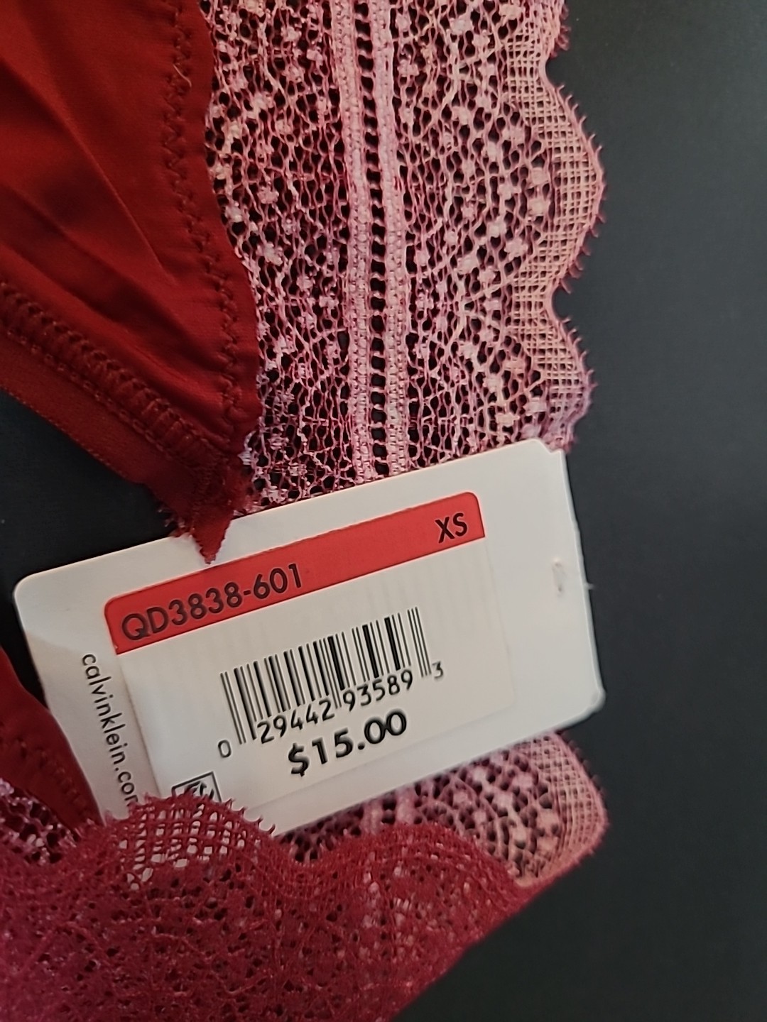 Calvin Klein Women’s Lace Trim Bikini Underwear QD3838, XS