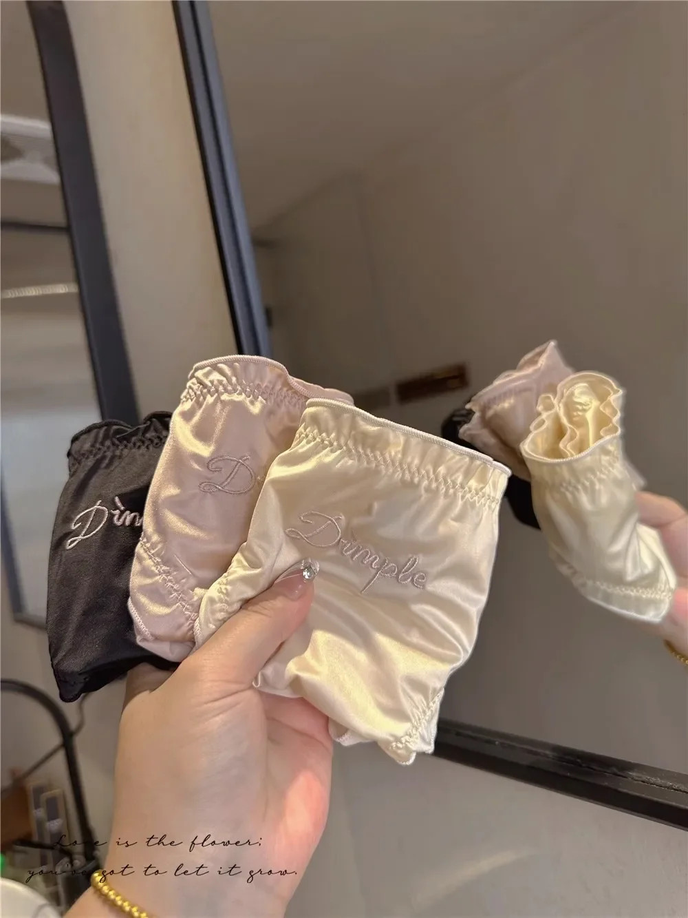 Mid Rise Satin Panties Letter Print Women Soft Stretch Breathable Comfort Fit