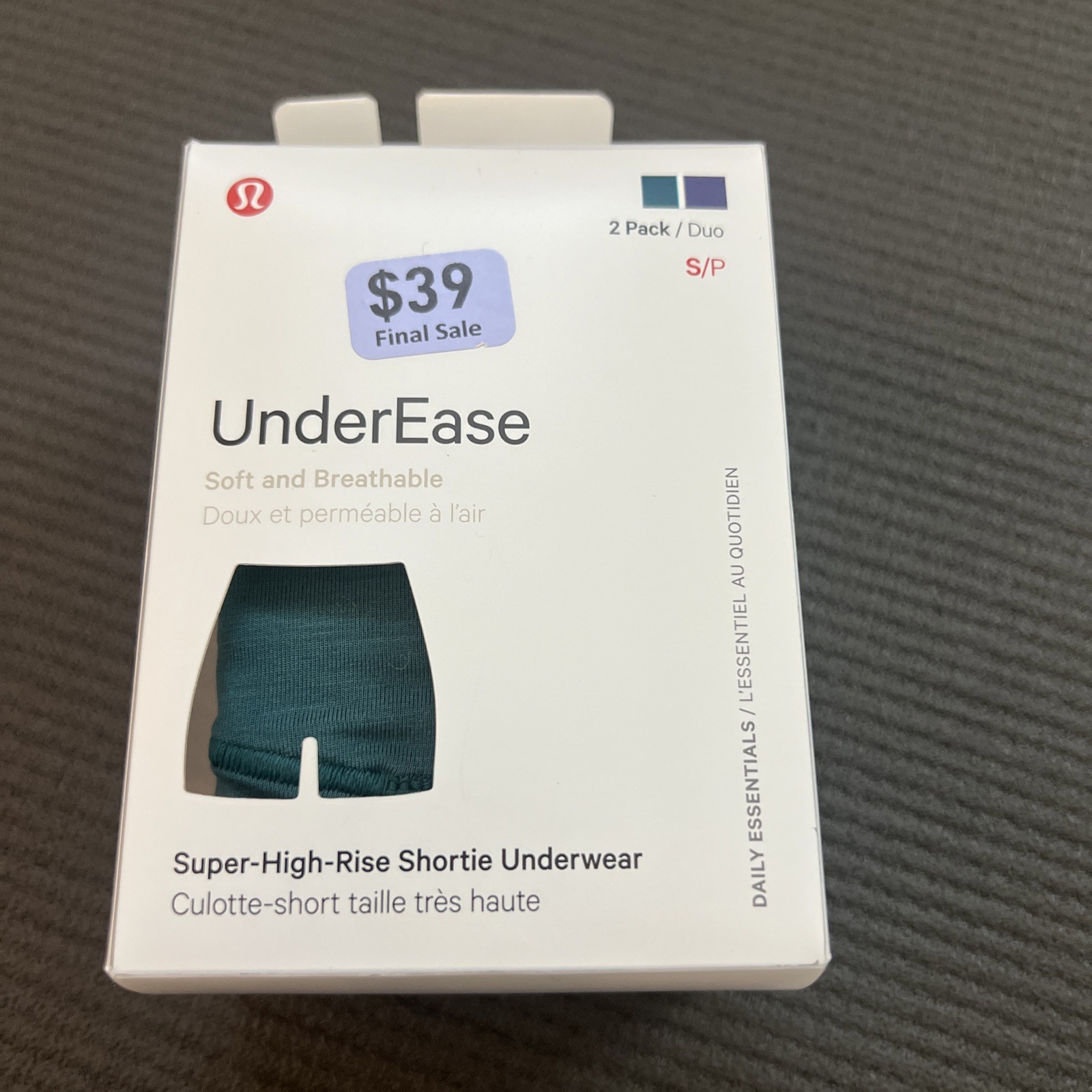 NWT Lululemon UnderEase Super High-Rise Shortie Underwear 2 Pack SMTL/NFAL
