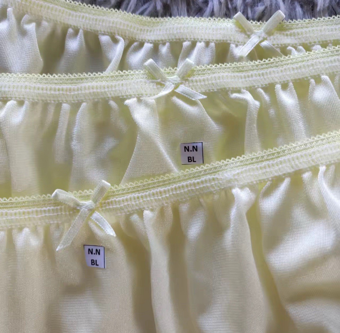 Women Bikini Yellow Nylon Briefs Soft L Waist 28-32 Hip 32-38 Pack of 3
