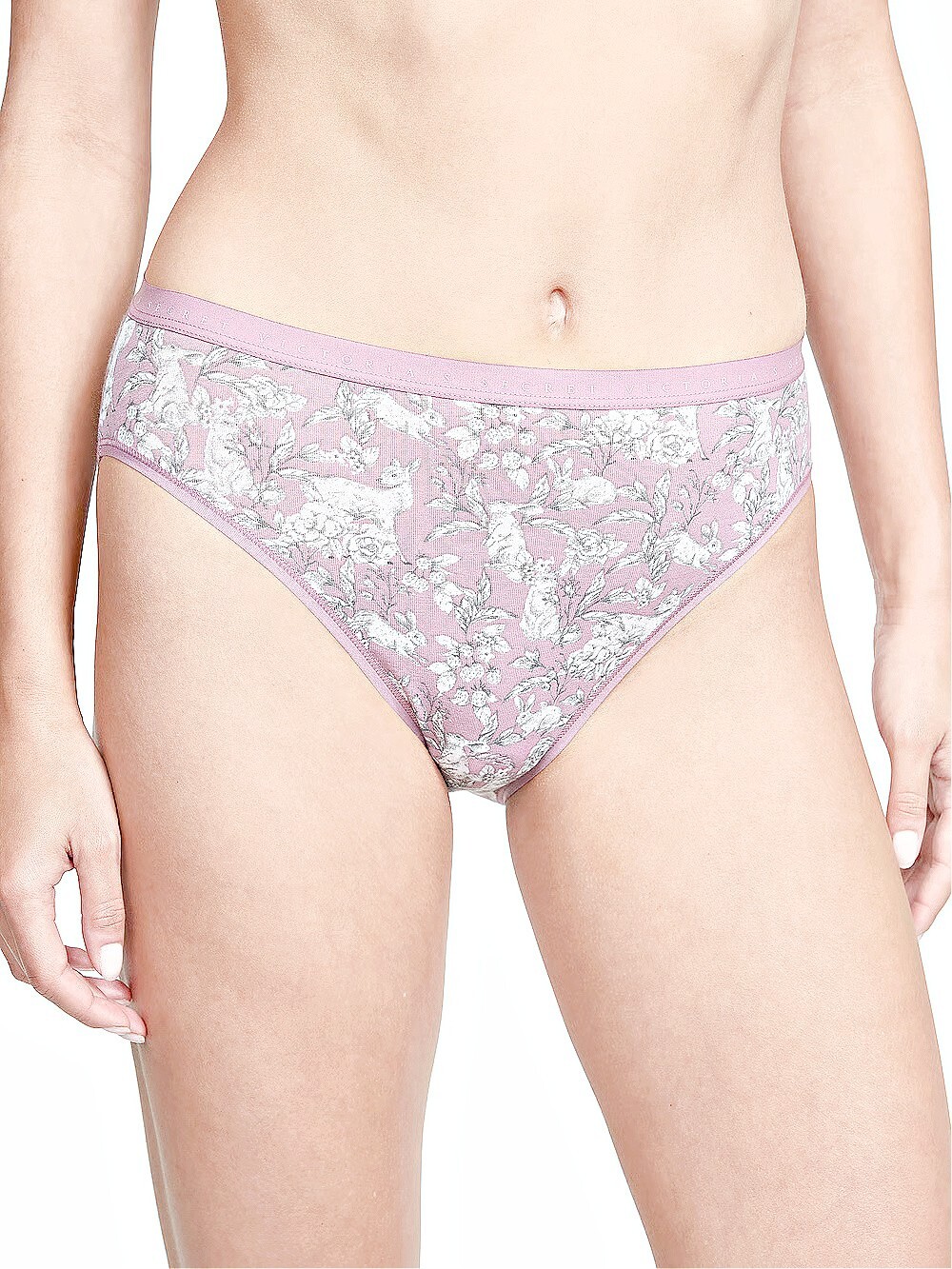 M L XL Pink Rabbit Deer Cotton Victorias Secret High-Leg Waist Brief Pantie