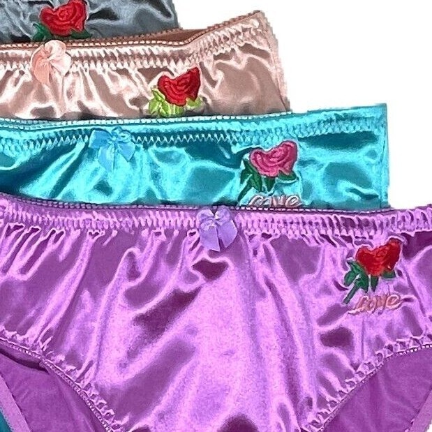 6 12 PRETTY SATIN BIKINIS Style PANTIES Womens Underwear ELLA #3123N S M L XL