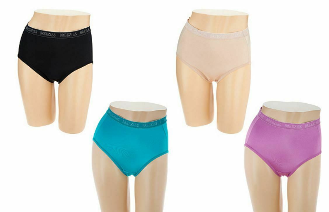 Breezies Set of 4 Nylon Microfiber Hi-Cut Panty-Jewel-Large- A287800-New