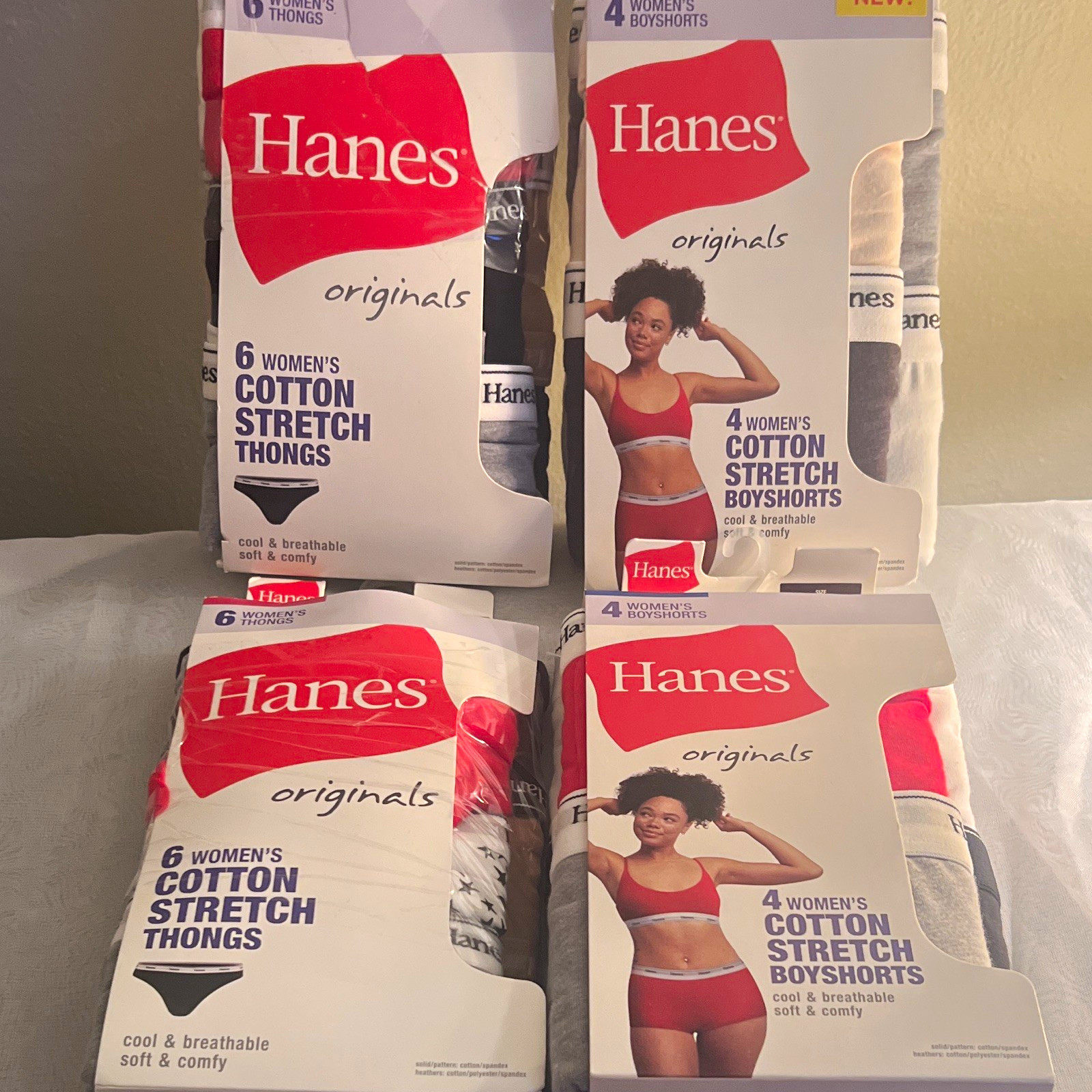 Hanes Originals Tagless Moisture Wicking Cotton Stretch Thong Panties 6 Pack 2XL