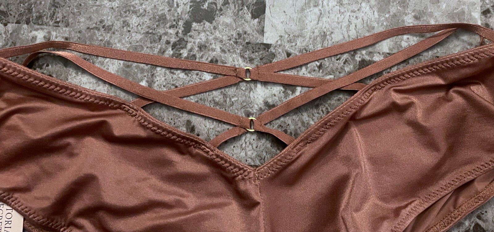 NWT VICTORIA’S SECRET MAUVE SATIN SMOOTH STRAPPY BACK HIGH LEG CHEEKY PANTIES