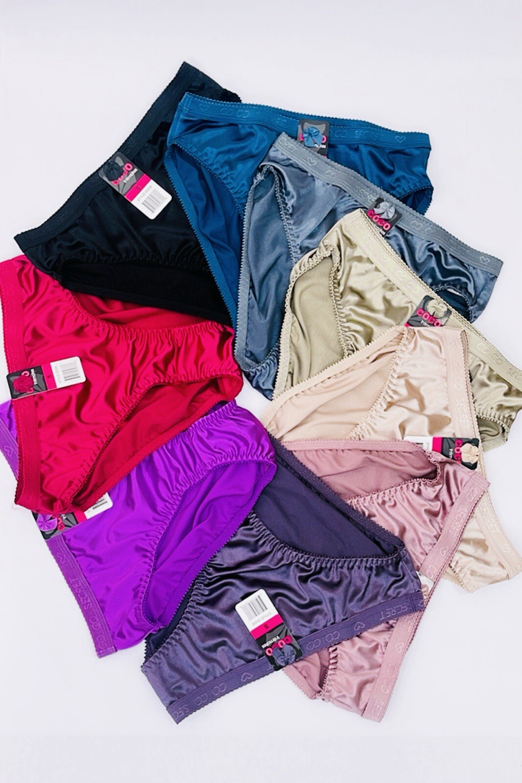 Womens Briefs 6/12 Bikini High cut Panties Wet lingerie Satin Silky Cool Lot 306