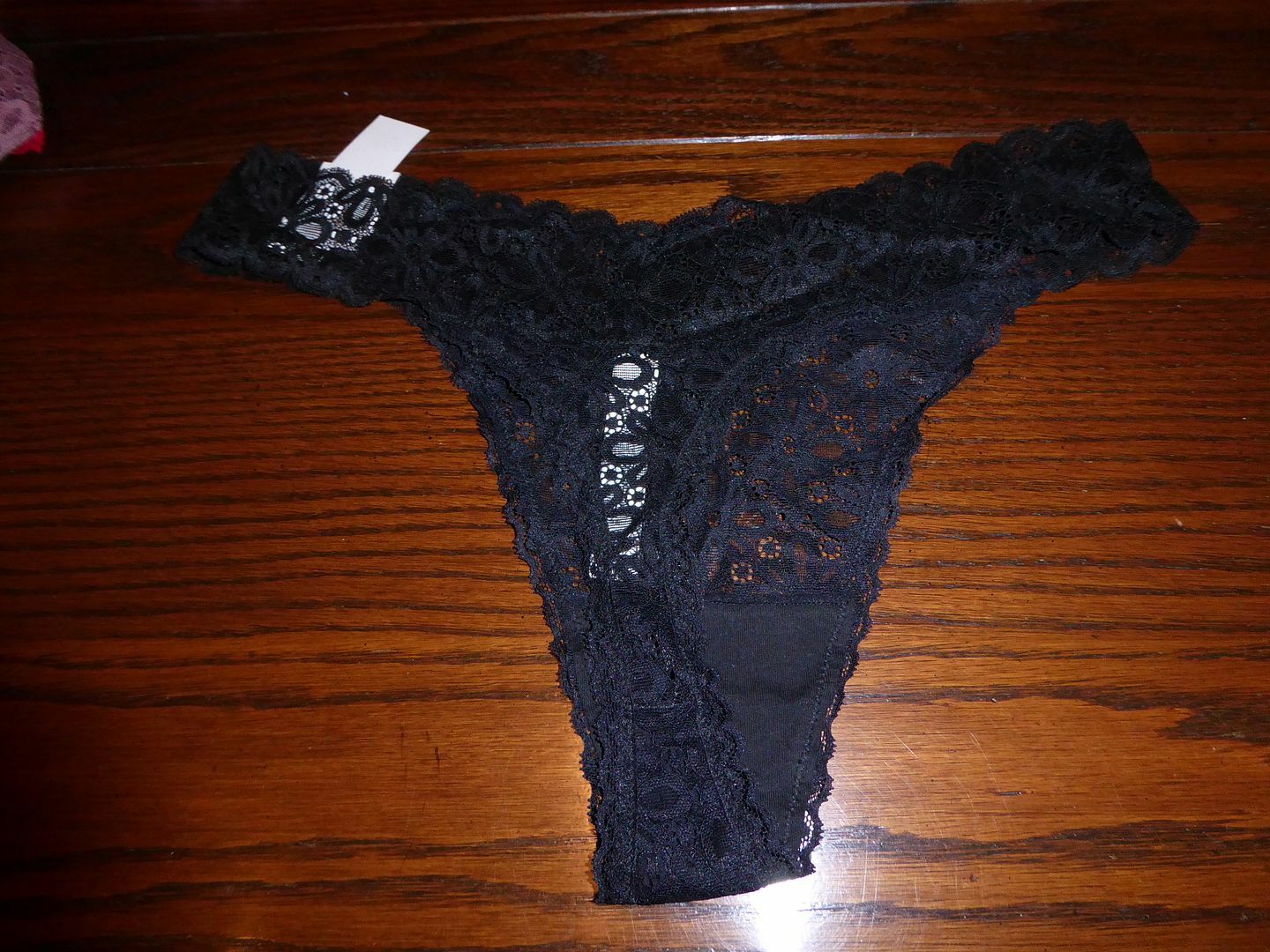 NWT JENNI STRETCH FLORAL LACE THONG PANTIES 100051410 BLACK PLUS 1 SZ FIT 1X-3X