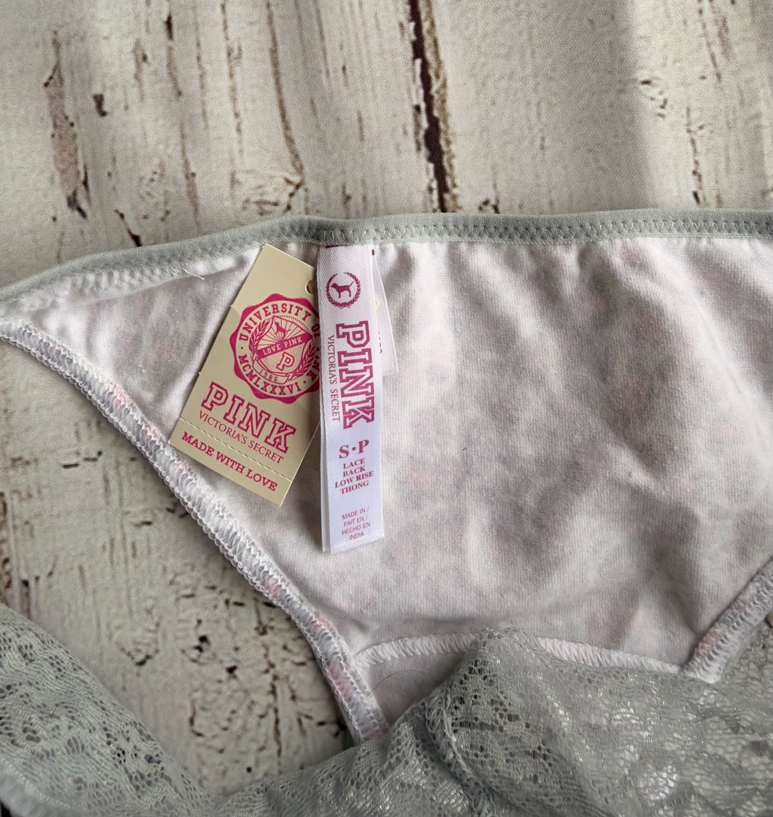 Vintage Y2K Victoria’s Secret PINK S Lace Back Low Rise Thong 05.11 NWT VHTF