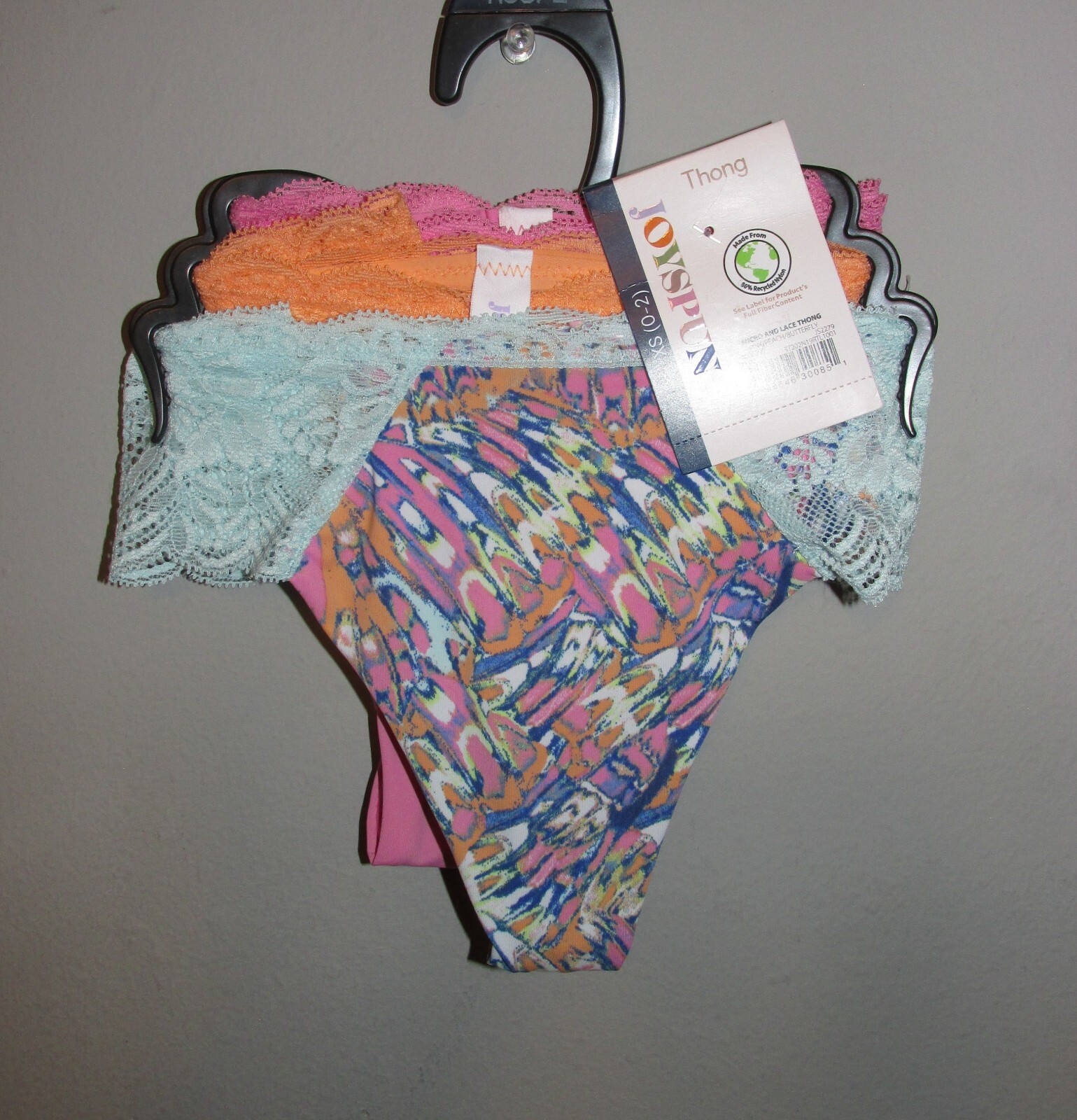 Womens 3 PACK Microfiber/Lace Thong Panties (Size XS 0/2) BRAND NEW W TAGS