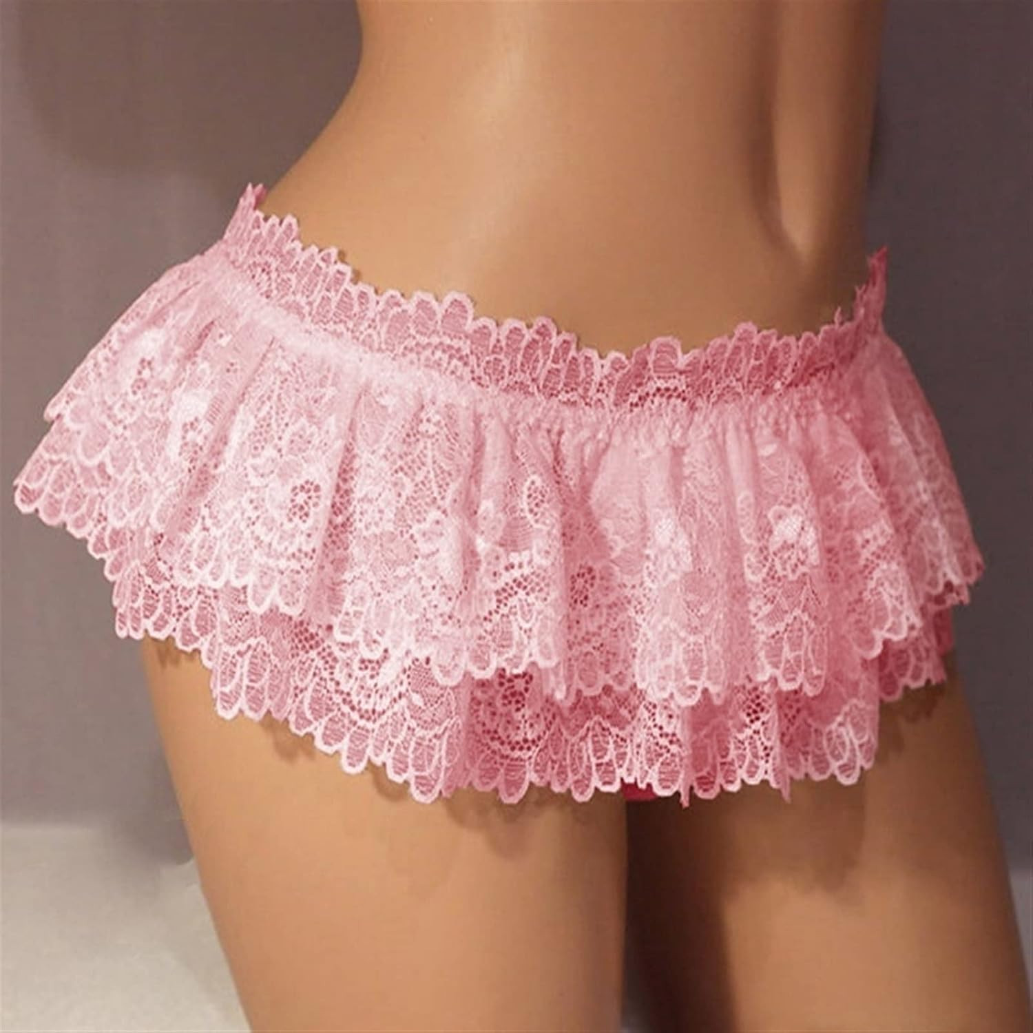 Sissy Lace Panties Men Ruffled Panties Thongs Mini Skirt Thongs Gay Lingerie (Co