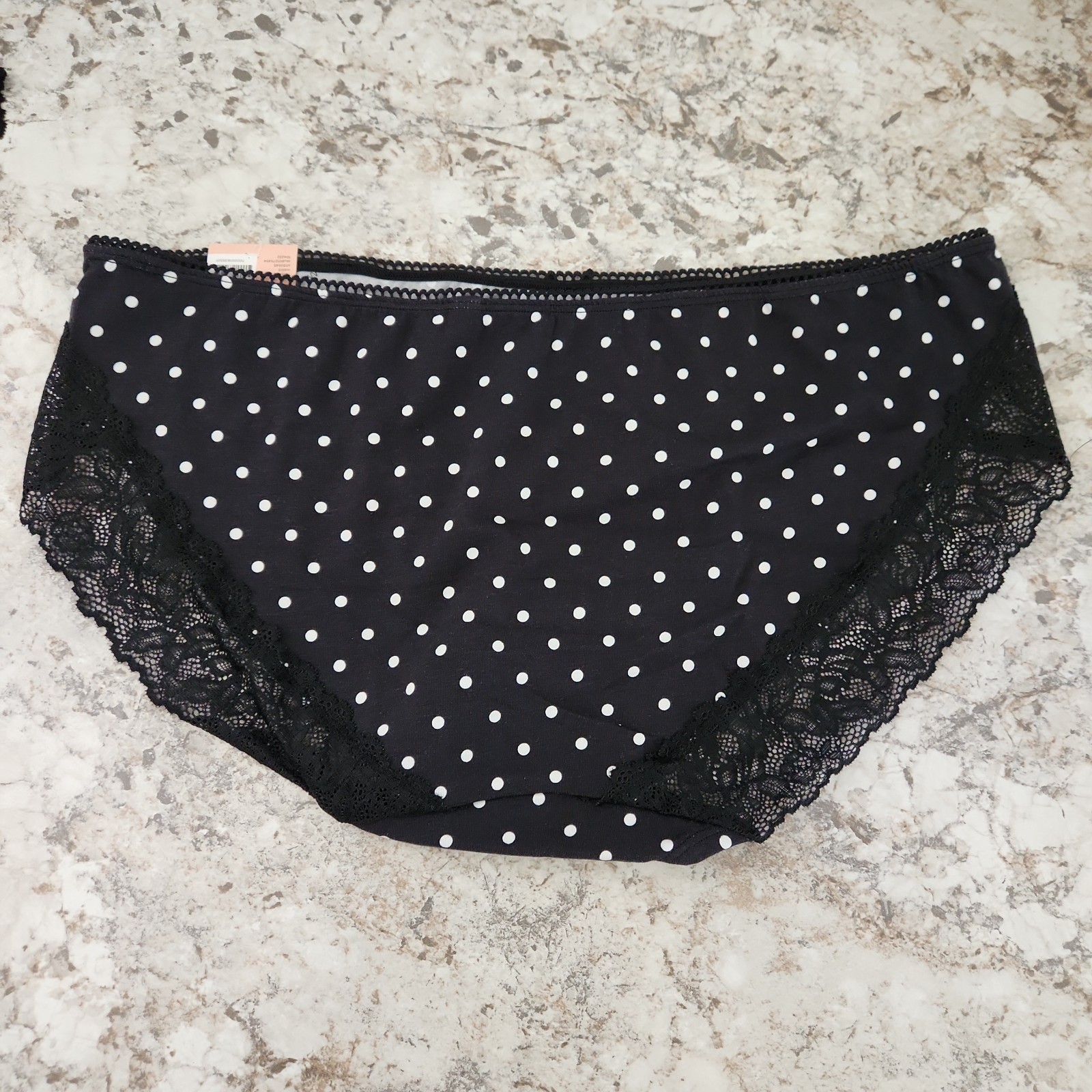Cacique Lane Bryant Cotton Hipster Panties Set Of 2 10/12 Black & Polka Dot