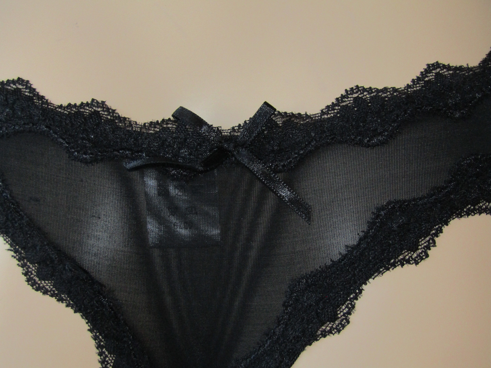 Thong White Or Black with Lace Trim Detail Small UK 8/10 I3