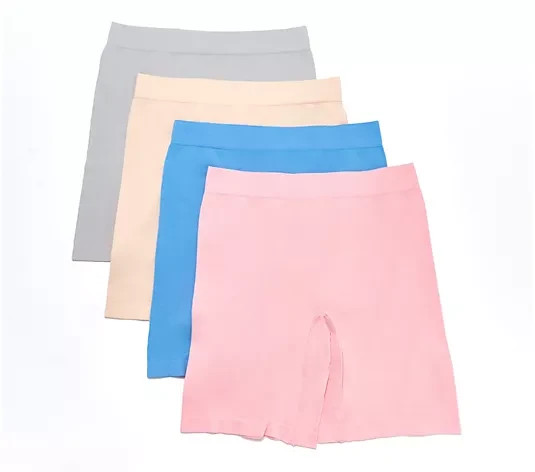 Breezies Set of 4 Cotton Long Line Panty Pack Peri Large A475754