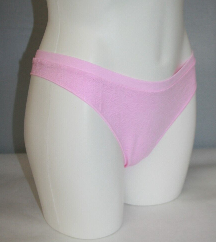 Victoria’s Secret PINK Seamless High-Leg Bubble Daisy Pink Thong Panty Sz L NEW