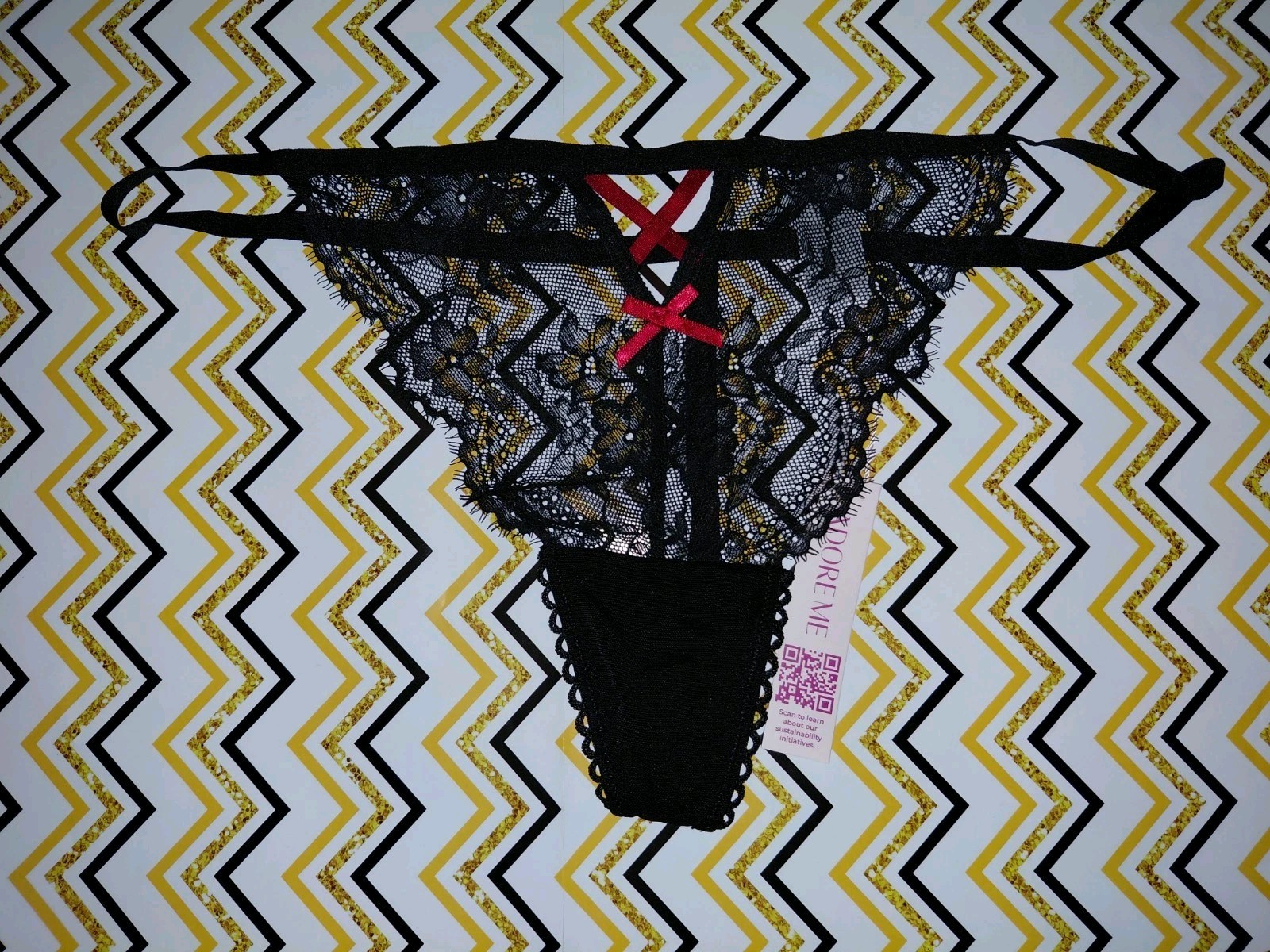 Adore Me/VS Strappy G String Panty NEW Large Black