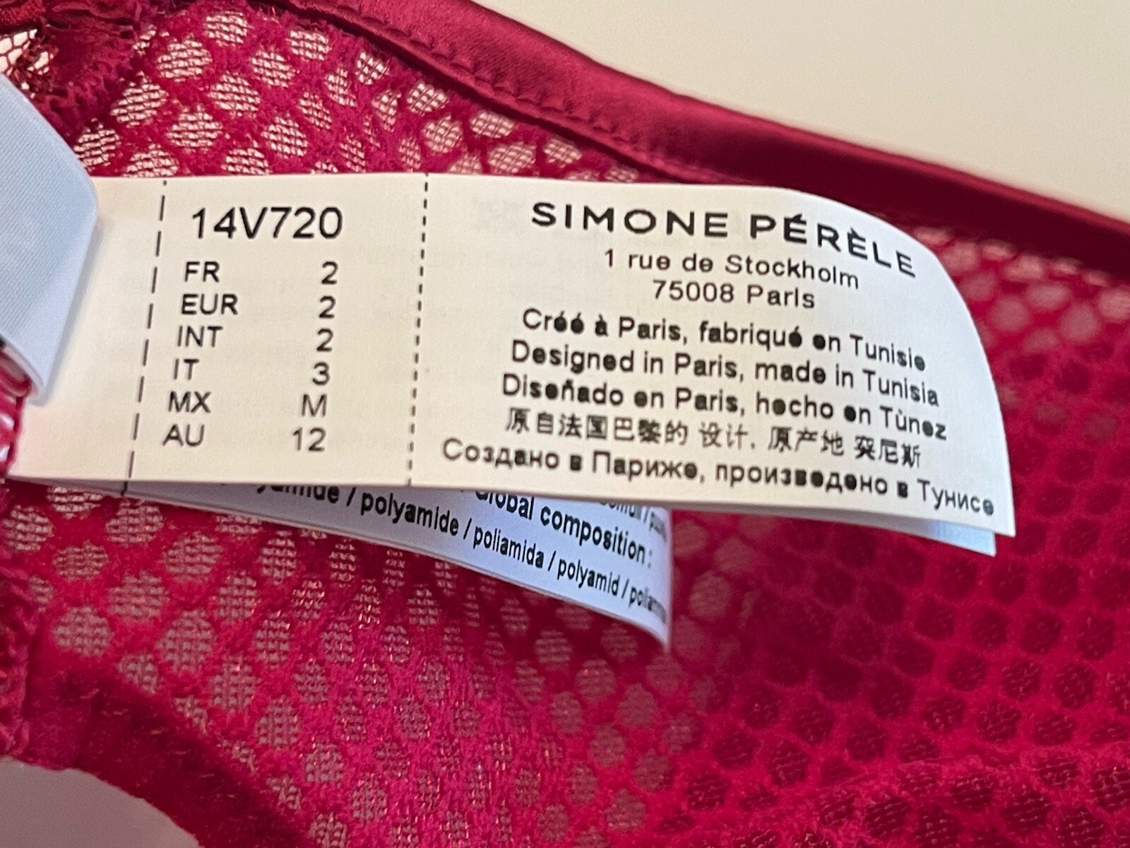 NWOT SIMONE PERELE DAHLIA BRIEF PANTY 12V720 RASPBERRY SIZE 2/ SMALL