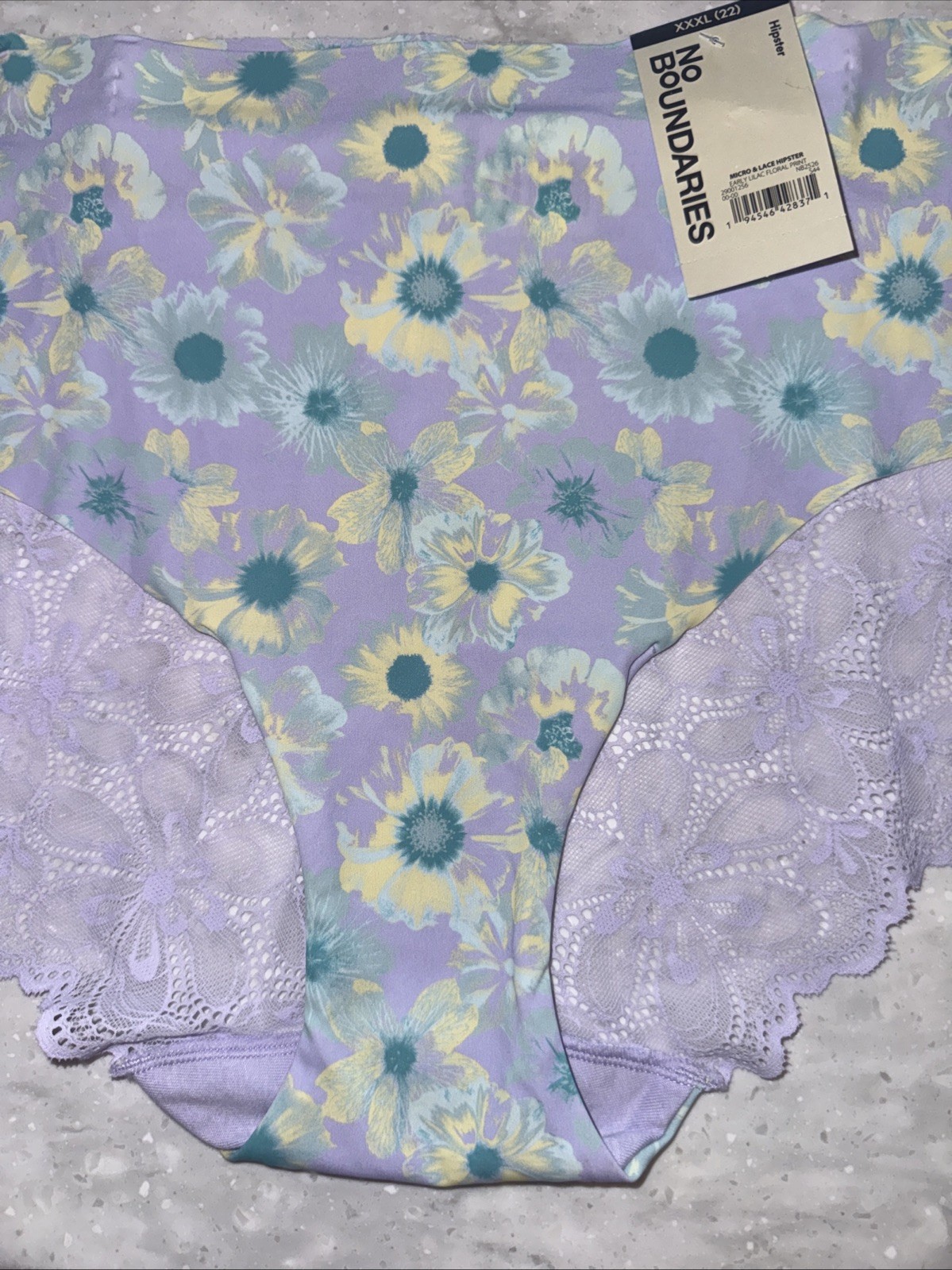 No Boundaries Women’s Hipster Panties Size 3xl Early Lilac Floral, Aqua Cloud Ck