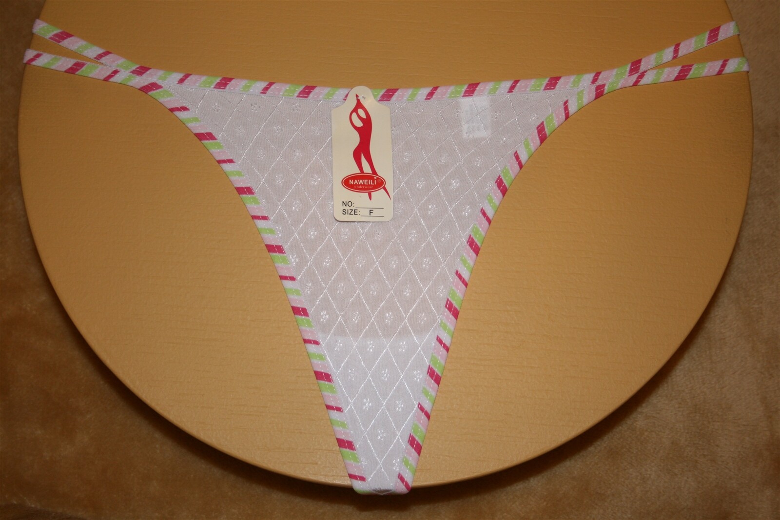 Multi-Colored Double-Banded G-String w Diamonds & Flowers – No Size