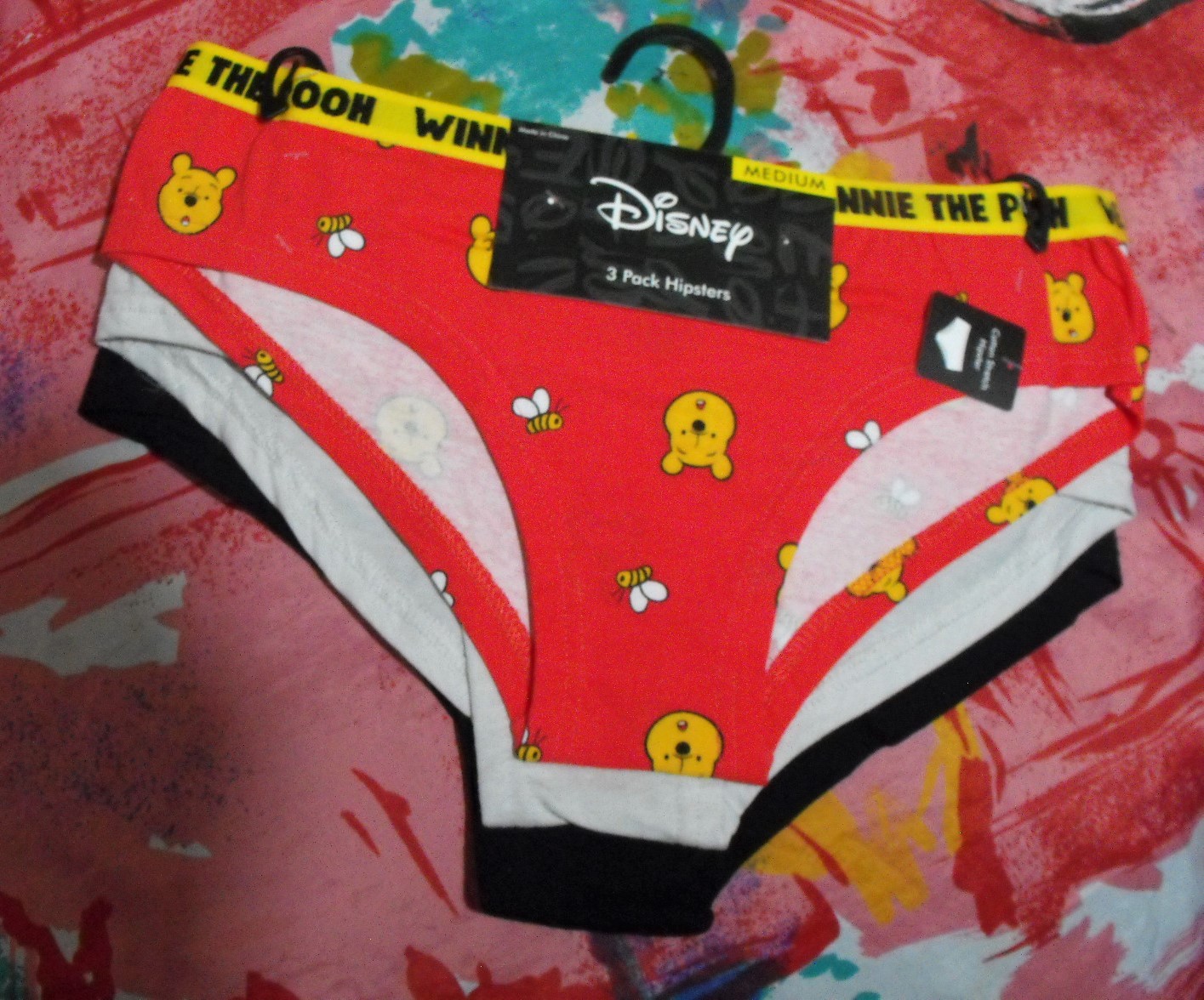 3 DISNEY BRIEFLY STATED 43PH042X1HZA WINNIE THE POOH COTTON HIPSTER PANTIES M