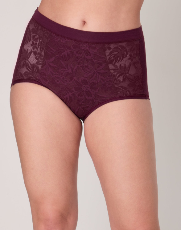 Bali E3731 Breathe Lace High-Rise Brief Underwear Dfclbf – Midnight Rouge M