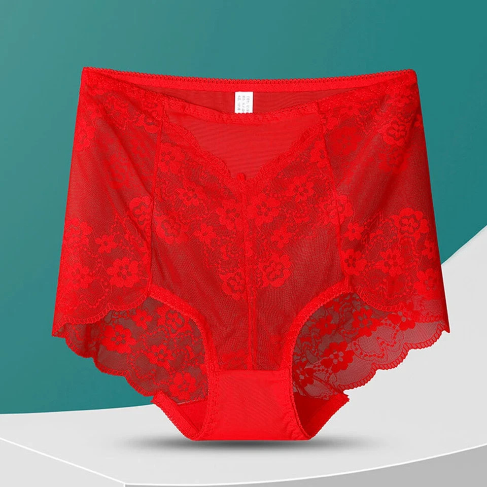 3X Women High Waist Knickers Briefs Lady Lace Seamless Underwear Panties M-3XL