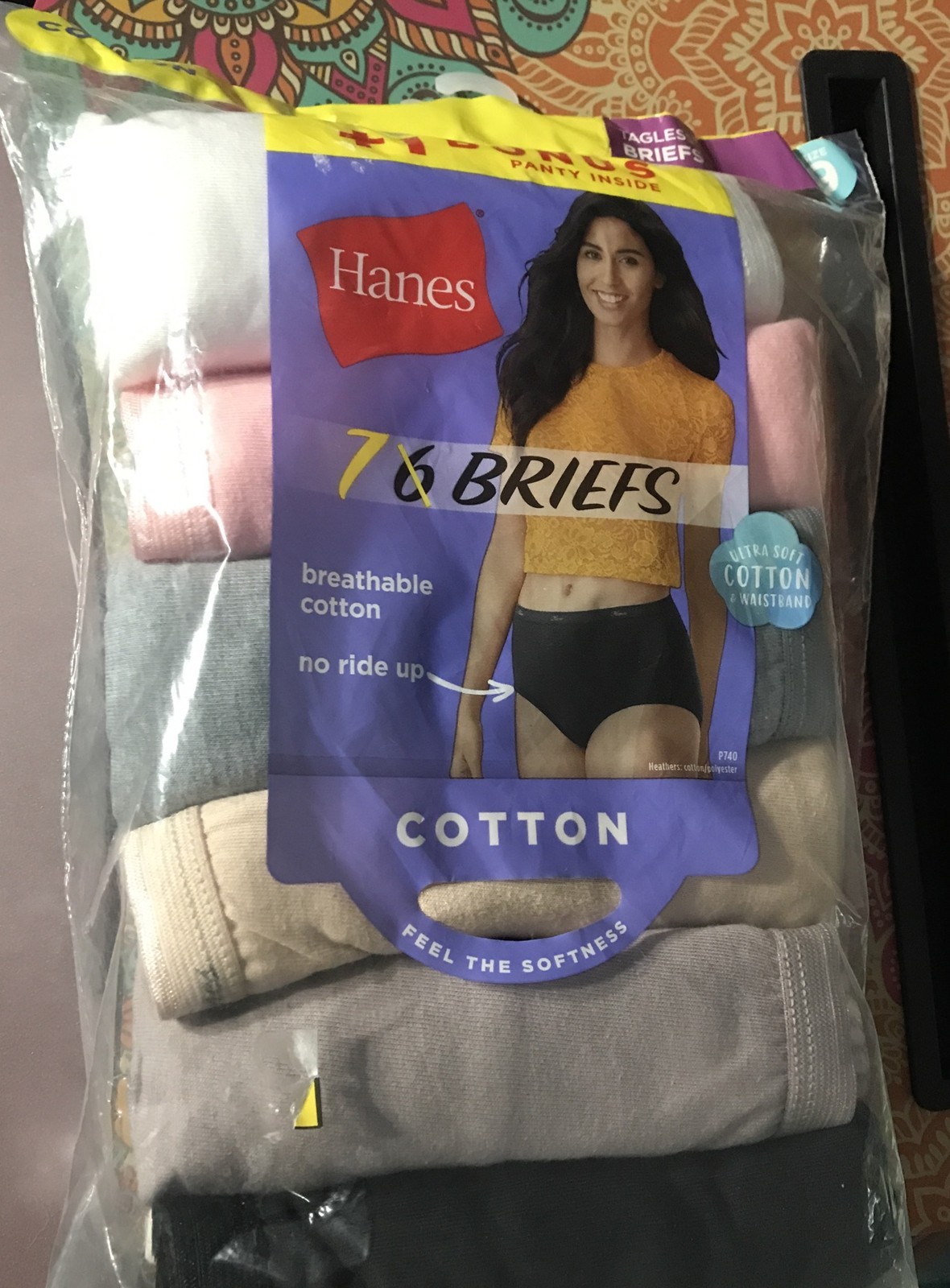 Hanes Cotton Women’s Brief Panties, Size 9, 7 Briefs