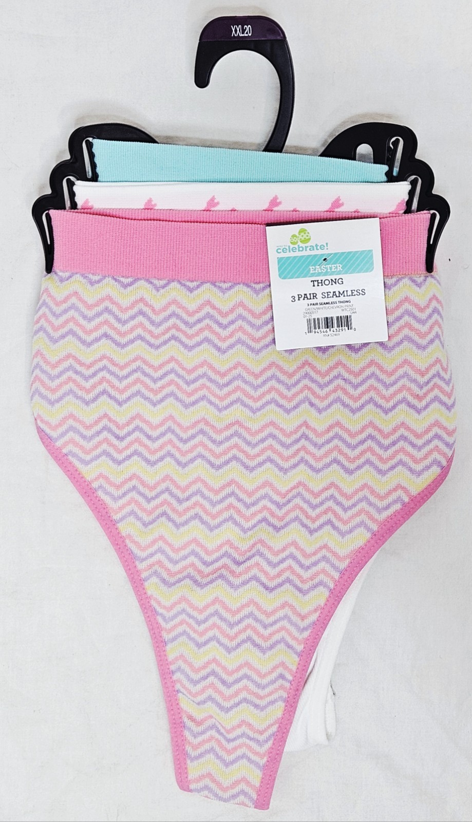 Way to Celebrate Easter Thong Underwear 3-Pack Seamless Panties Choose XL or 2XL