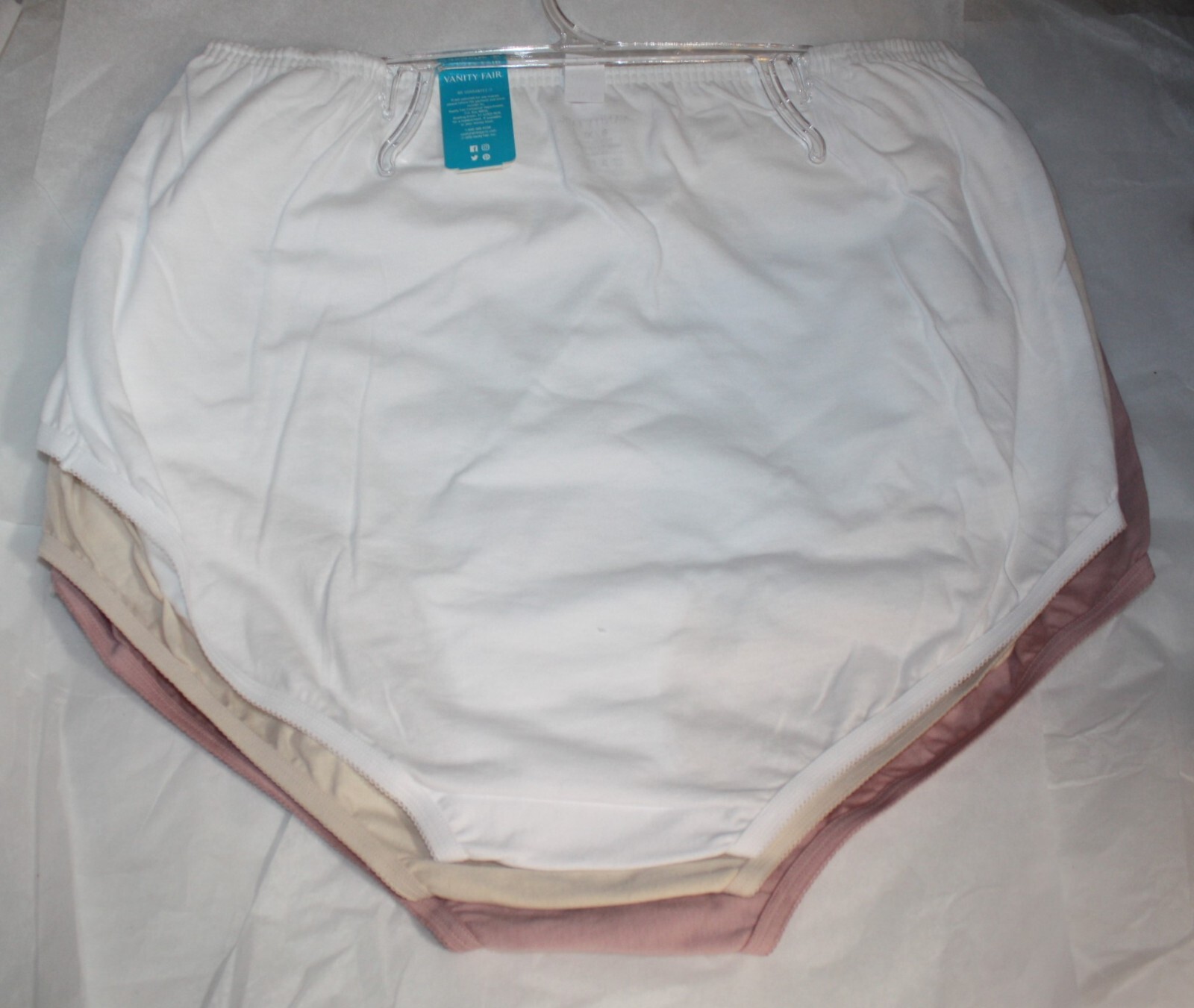 New set /3 VANITY FAIR perfectly yours classic BRIEFS 15320 WHITE BEIGE MINK XL