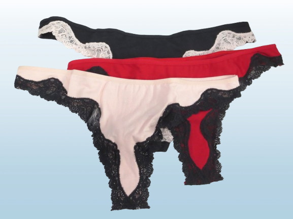 EXPRESS INTIMATES COTTON SPANDEX THONG PANTY BLACK, PINK & RED SIZE L 3PC SET