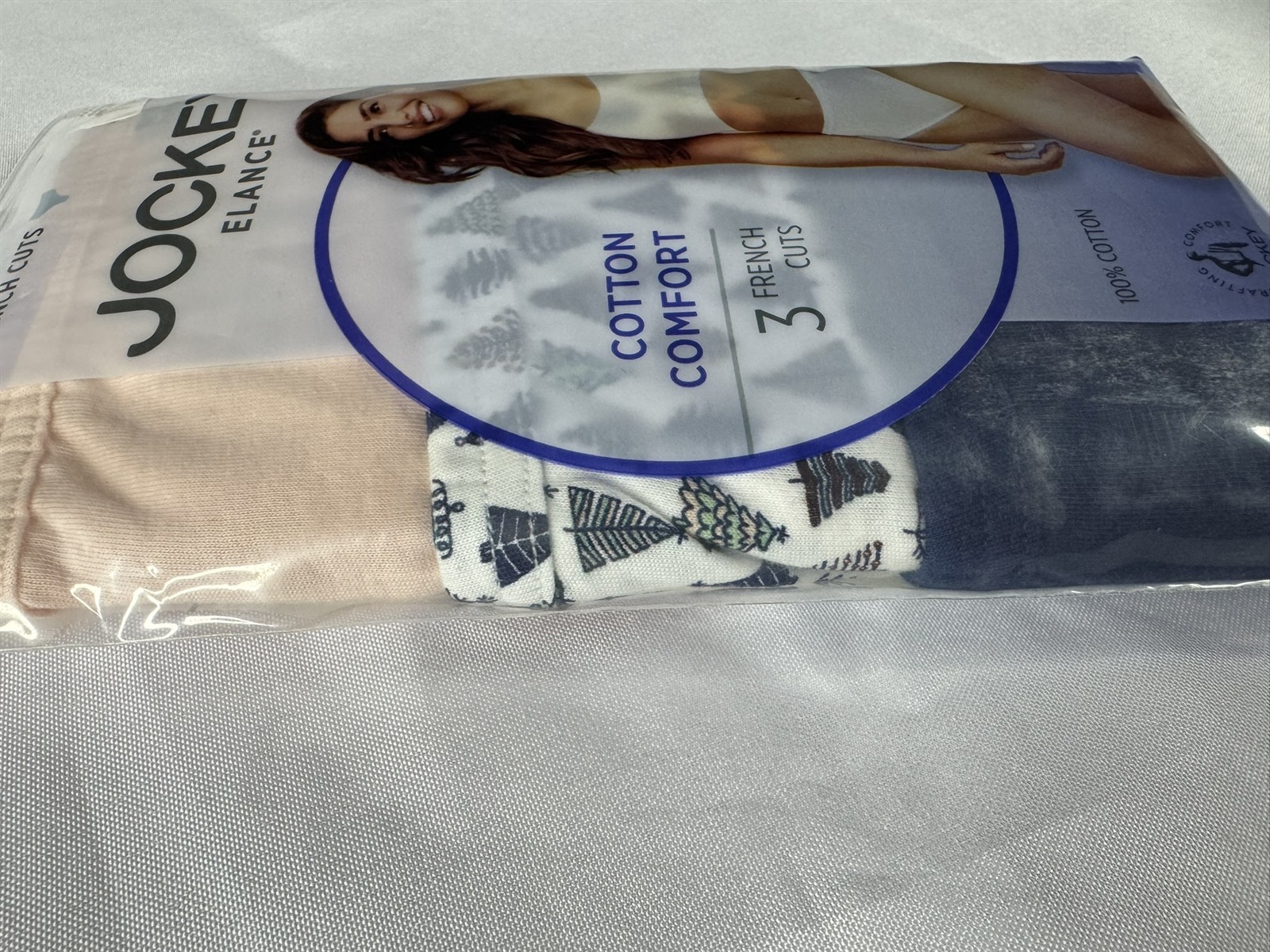 Jockey Elance 100% Cotton Women’s 7/L Pink/Blue/Pattern French Cut Panty 3-Pack