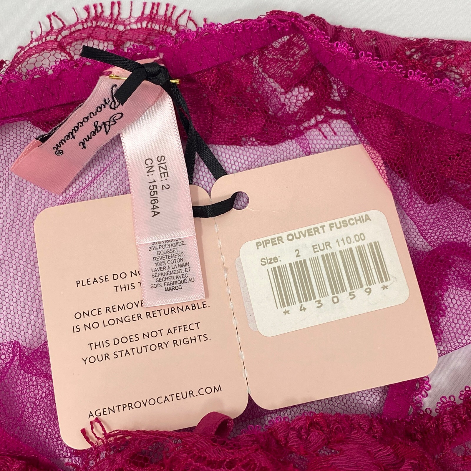 Agent Provocateur Piper Fuchsia Ouvert Brief AP2 Small New