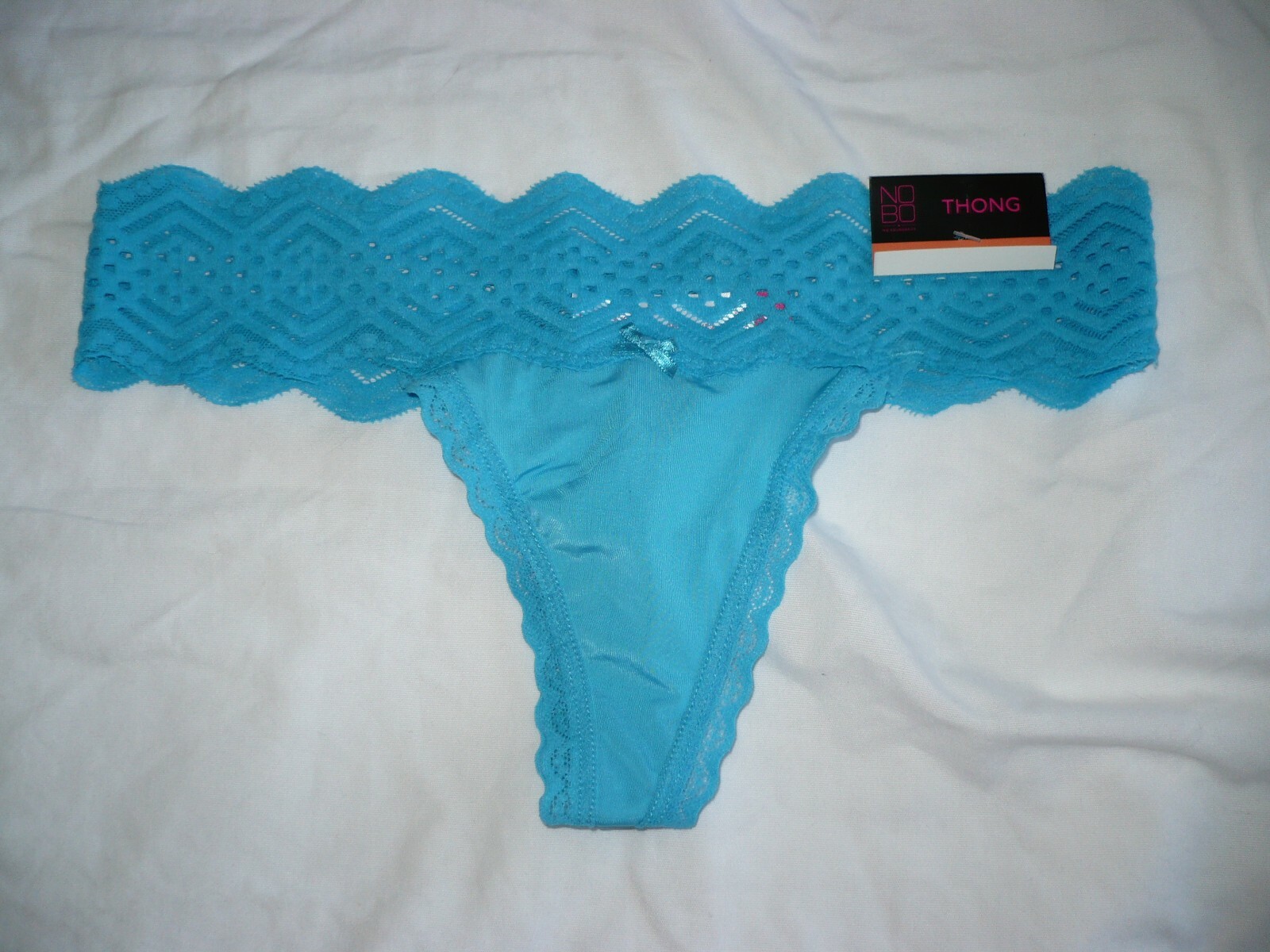 No Boundaries Women’s Micro & Lace Thongs Solid Blue Size X-Large (8) NEW